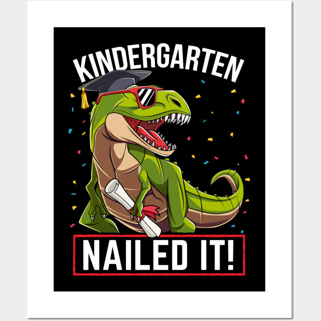 Dinosaur T-Rex Kindergarten Graduation Gift Wall Art by HCMGift